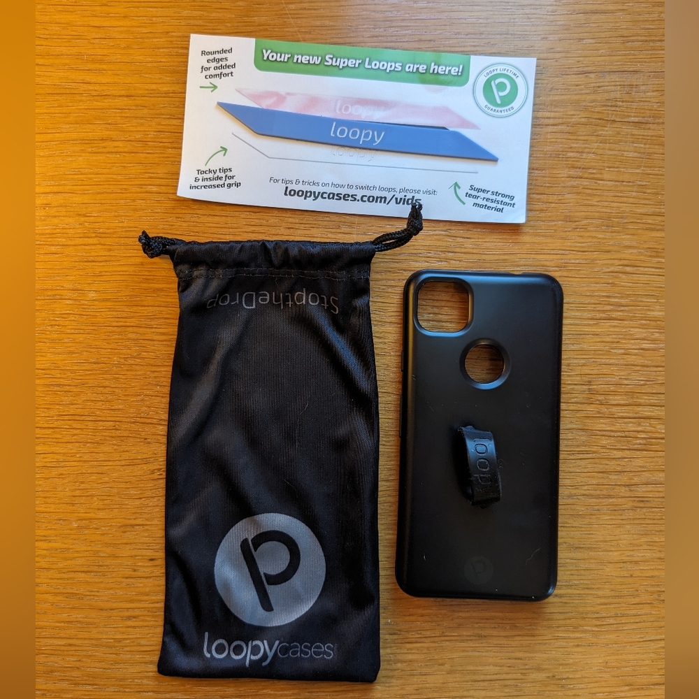Google Pixel 4a Matte Black Loopy Case with extra Loop
